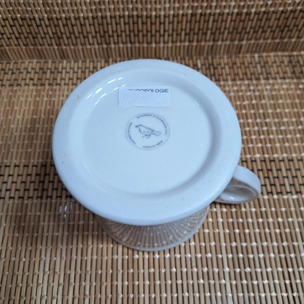 Anthropologie Coffee Mug Monogram White/Black Letter L With Small Roud Handle‎